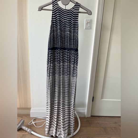 Navy blue and white striped Maxi dress. - Picture 2 of 3